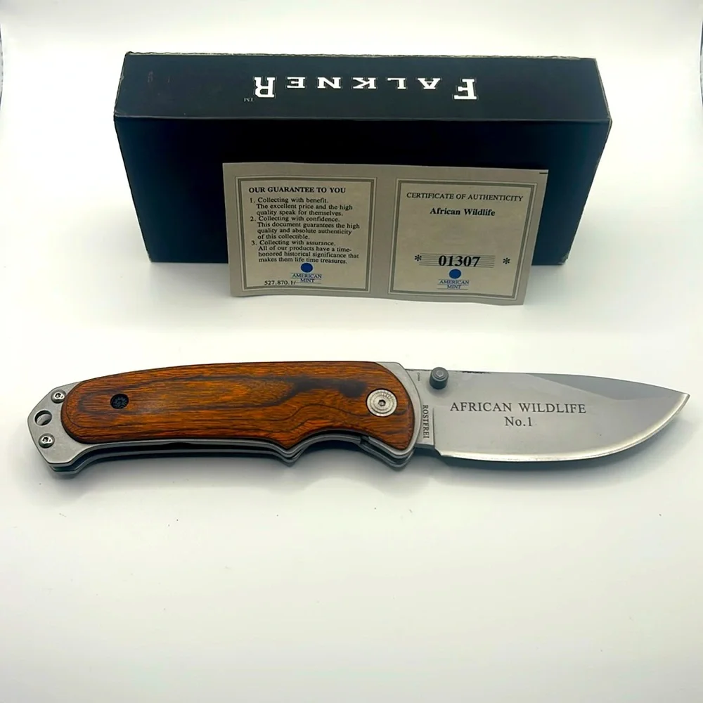 Falkner American Mint - African Wildlife Knife #1 — Elephant Engraving